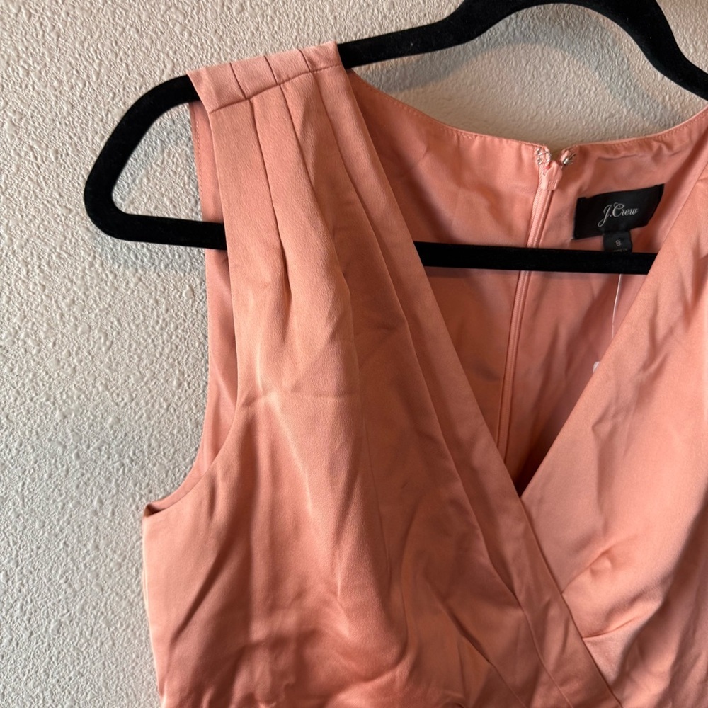 New J. Crew Satin Gloucester Back Crepe Jumpsuit Seashell Pink NWT Women Size 8 - Picture 7 of 16